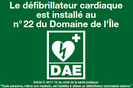 Défibrillateur (DAE) – Domaine de l'Île, Illkirch-Graffenstaden